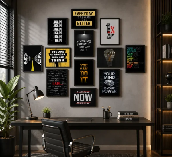 Motivational Wall Art Frame Set of 12
