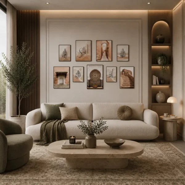 9 Framed Arabic Calligraphy & Cultural Prints