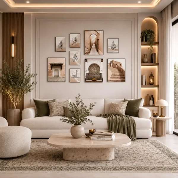 9 Framed Arabic Calligraphy & Cultural Prints