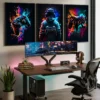 Gaming Wall Art Set of 3 | Neon Cyberpunk Gamer Posters