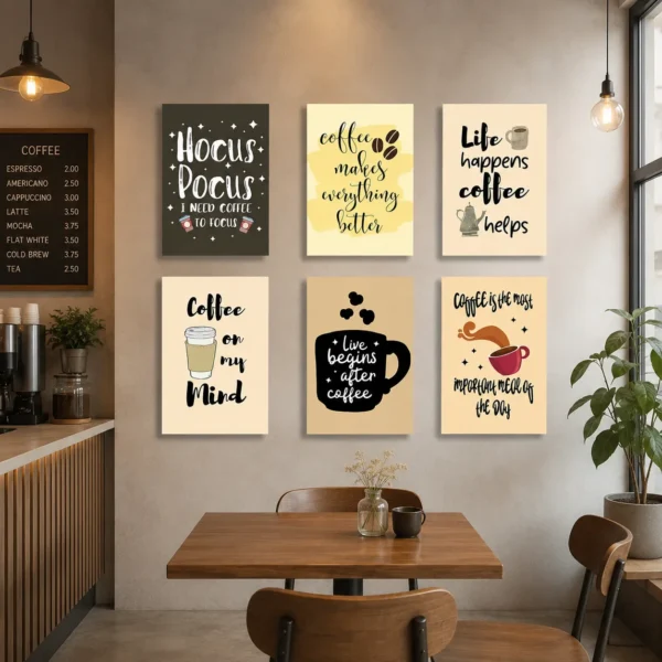 6PCS Coffee Lovers StickyTiles Frames