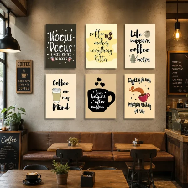 6PCS Coffee Lovers StickyTiles Frames
