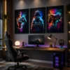 Gaming Wall Art Set of 3 | Neon Cyberpunk Gamer Posters