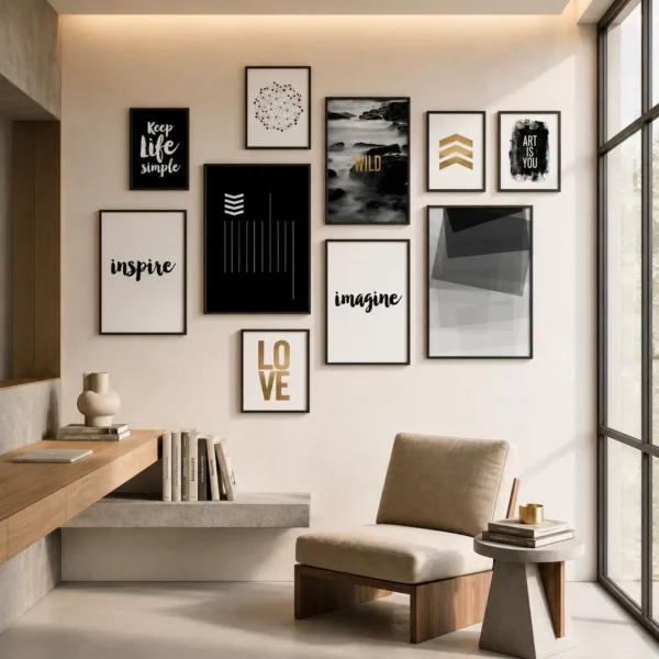 Motivational Wooden Wall Art Frame Set of 10