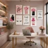 Luxury Pink Perfume Wall Art Set