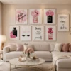 Luxury Pink Perfume Wall Art Set