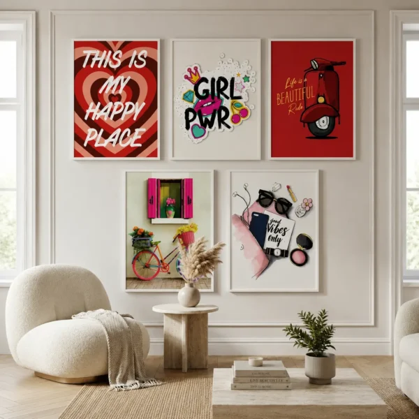 Set of 5 Premium Wall Art Photo Tiles