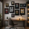 Modern 10 Piece Yellow And Black Motivational Wall Art Set