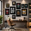 Modern 10 Piece Yellow And Black Motivational Wall Art Set